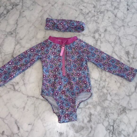 Andy & Evan Daisy Rash Guard Set 0/3M - Picture 1 of 6